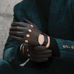 Mario (dark brown) - Italian lambskin leather driving gloves - Leather Gloves Online - Luxury Leather Gloves - 6
