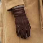 Vittoria (brown) - Italian gloves made of American deerskin leather with cashmere lining - Leather Gloves Online - Luxury Leather Gloves - 9