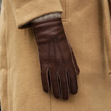 Vittoria (brown) - Italian gloves made of American deerskin leather with cashmere lining - Leather Gloves Online - Luxury Leather Gloves - 9