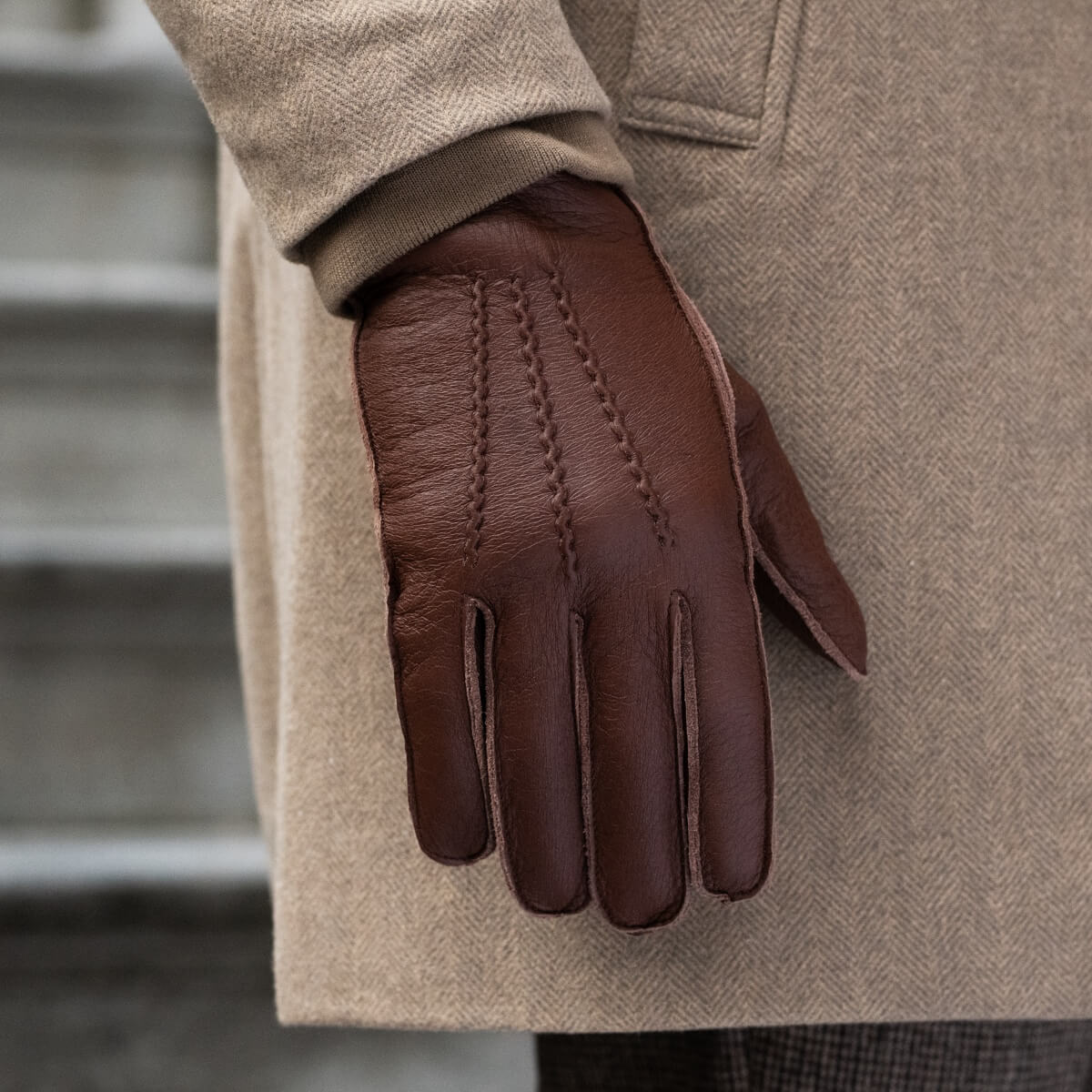 Diego - Italian gloves made of American deerskin leather with rabbit fur lining - Leather Gloves Online - Luxury Leather Gloves - 10