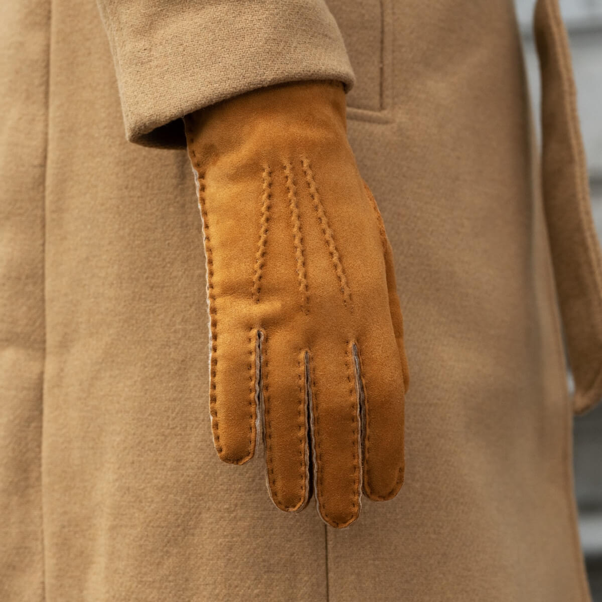 Beatrice - Italian suede leather gloves with luxurious natural sheep fur lining - Leather Gloves Online - Luxury Leather Gloves - 8