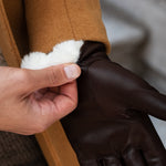 Marco (brown) - Italian lambskin leather gloves with white rabbit fur lining - Leather Gloves Online - Luxury Leather Gloves - 6