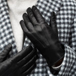 Francesca (black) - Italian lambskin leather gloves with white rabbit fur lining - Leather Gloves Online - Luxury Leather Gloves - 7