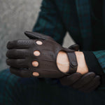 Mario (dark brown) - Italian lambskin leather driving gloves - Leather Gloves Online - Luxury Leather Gloves - 8