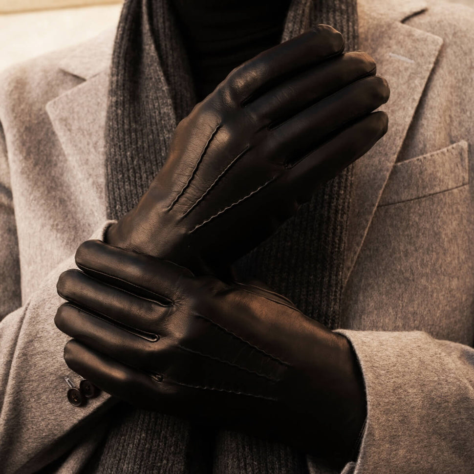 Touchscreen Leather Gloves Men Black - Handmade in Italy  – Premium Leather Gloves – Leather Gloves Online® -  9