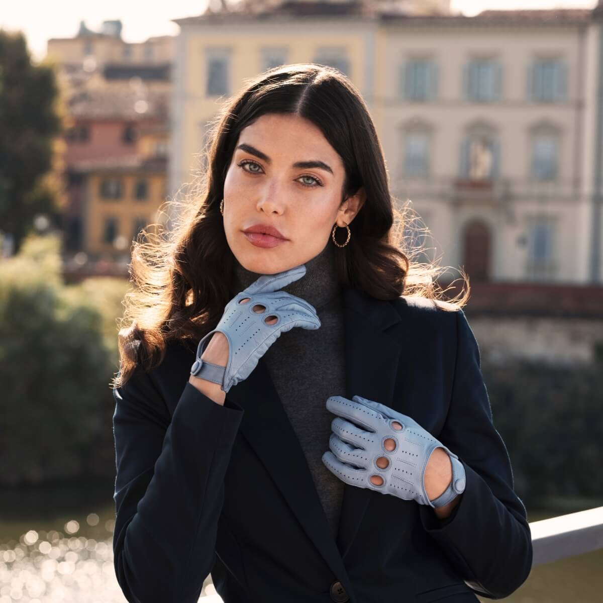 Alessa (sky) - classic Italian lambskin leather driving gloves - Leather Gloves Online - Luxury Leather Gloves - 2