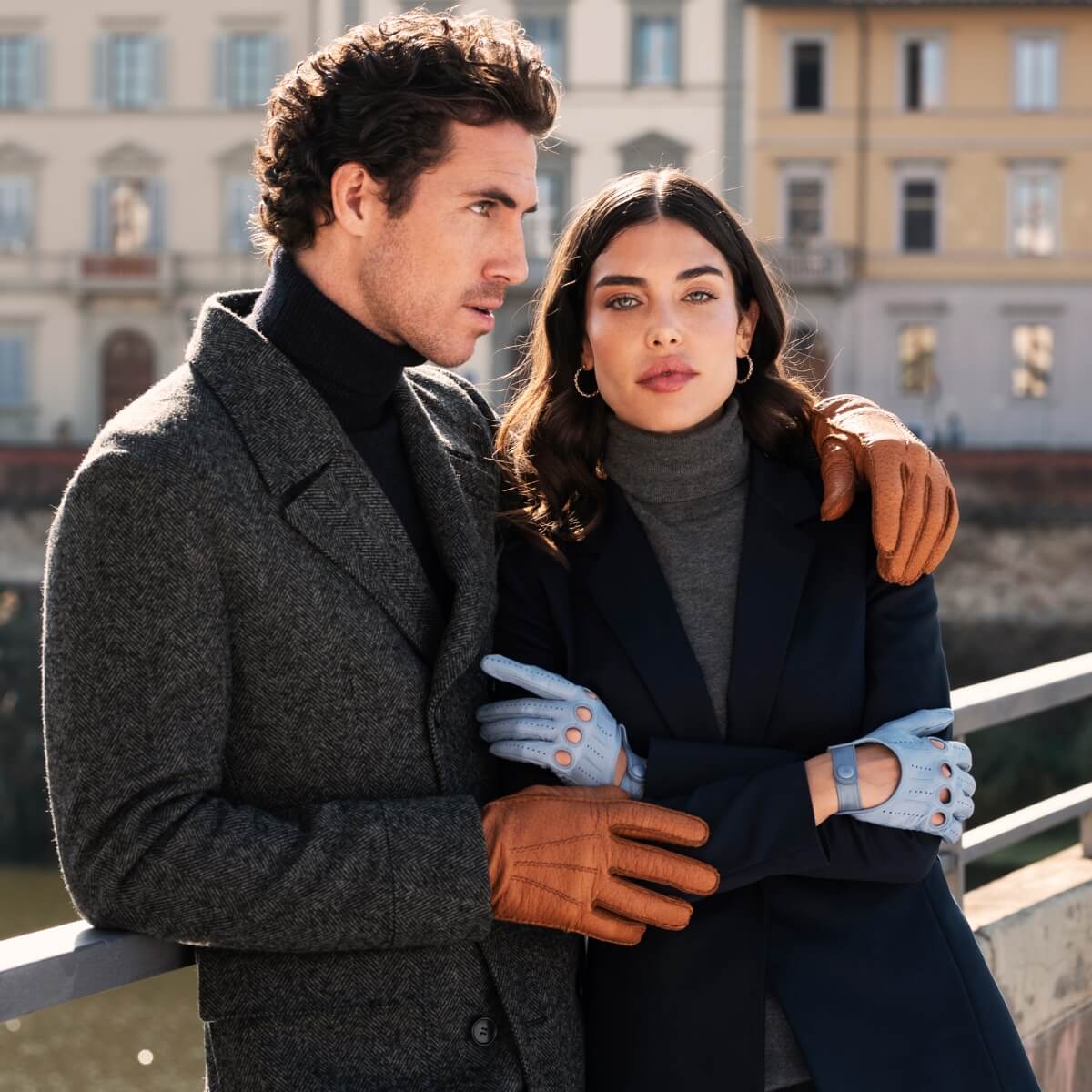 Alessa (sky) - classic Italian lambskin leather driving gloves - Leather Gloves Online - Luxury Leather Gloves - 5