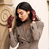 Alessa (cordovan) - classic Italian lambskin leather driving gloves- Leather Gloves Online - Luxury Leather Gloves - 5