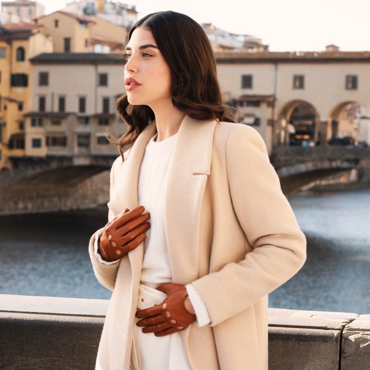 Alessa (cognac) - classic Italian lambskin leather driving gloves- Leather Gloves Online - Luxury Leather Gloves - 5