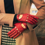 Alessa (red) - classic Italian lambskin leather driving gloves- Leather Gloves Online - Luxury Leather Gloves - 9