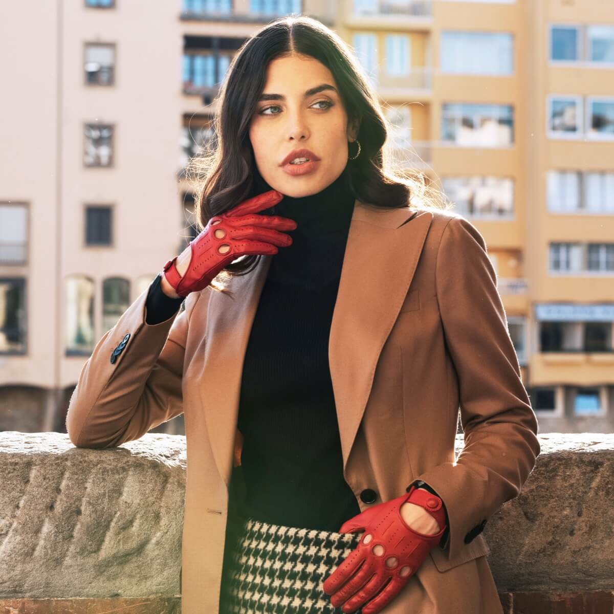 Alessa (red) - classic Italian lambskin leather driving gloves- Leather Gloves Online - Luxury Leather Gloves - 10