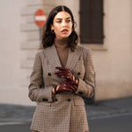 Alessa (cordovan) - classic Italian lambskin leather driving gloves- Leather Gloves Online - Luxury Leather Gloves - 7
