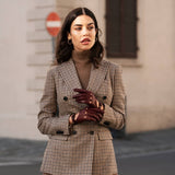 Alessa (cordovan) - classic Italian lambskin leather driving gloves- Leather Gloves Online - Luxury Leather Gloves - 7