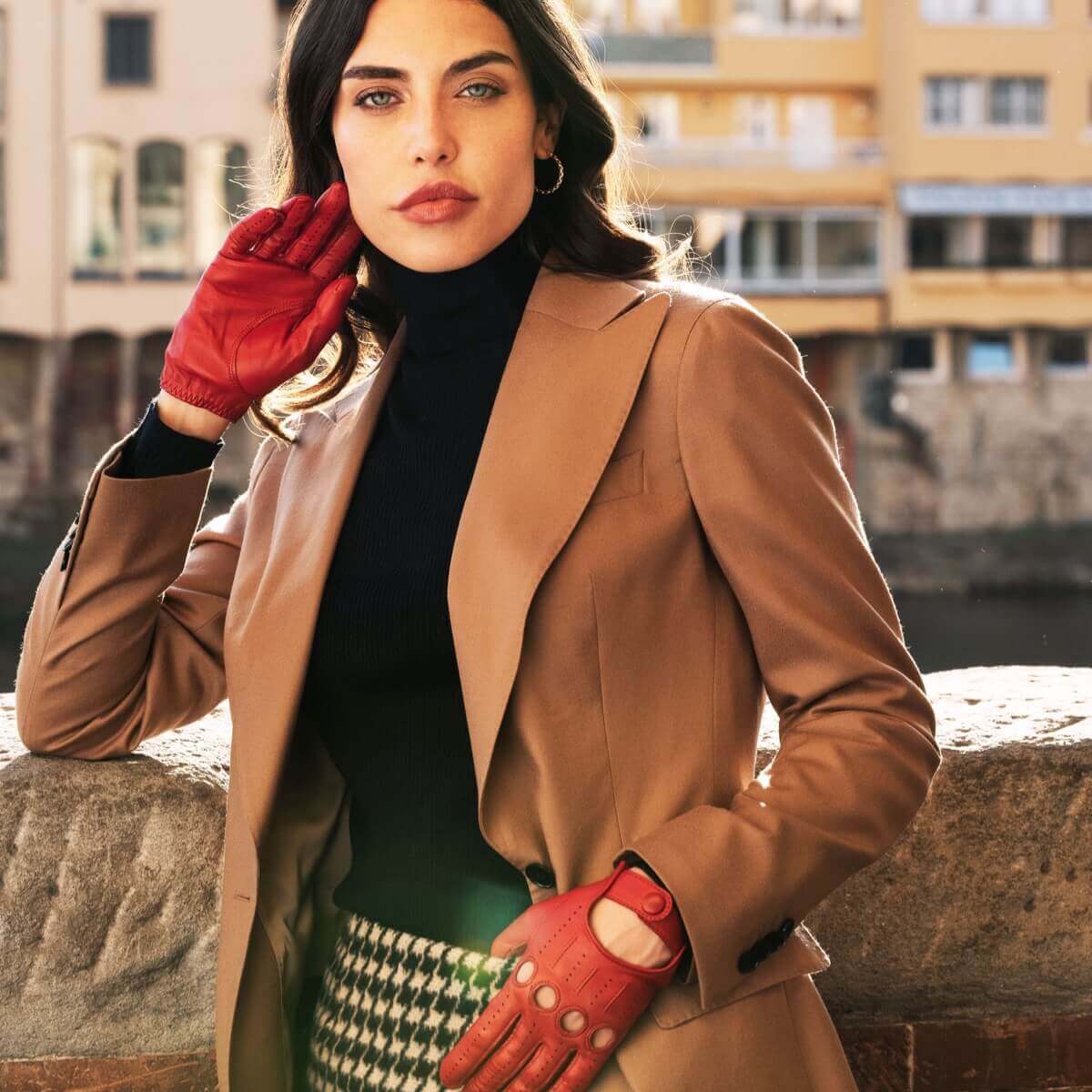 Alessa (red) - classic Italian lambskin leather driving gloves- Leather Gloves Online - Luxury Leather Gloves - 8