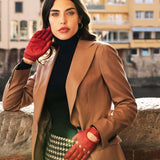 Alessa (red) - classic Italian lambskin leather driving gloves- Leather Gloves Online - Luxury Leather Gloves - 8