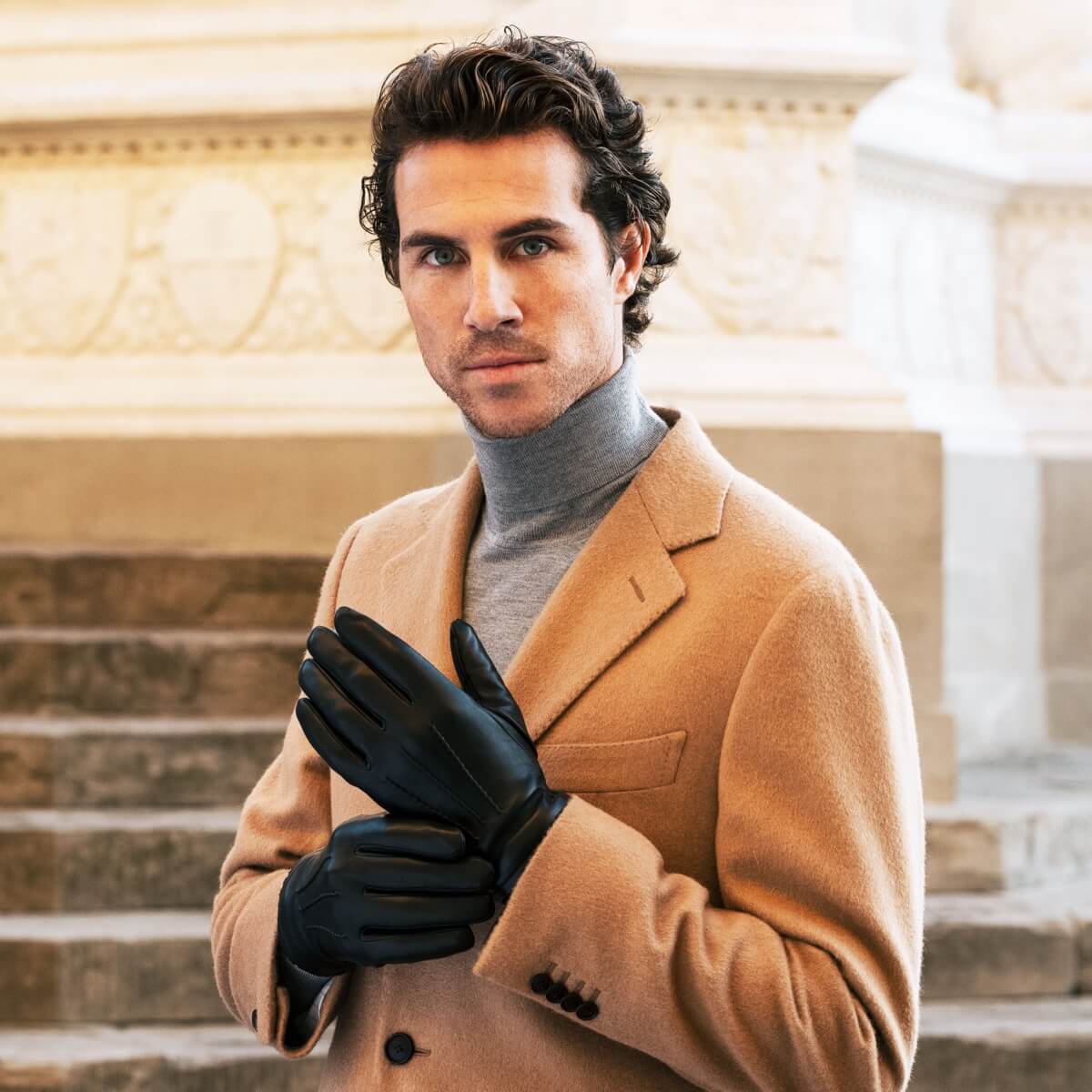 Alessandro (black) - Italian lambskin leather gloves with cashmere lining & touchscreen feature - Leather Gloves Online - Luxury Leather Gloves - 9