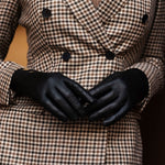 Bella (black) - Italian lambskin leather gloves with lambswool lining & touchscreen feature - Leather Gloves Online - Luxury Leather Gloves - 8