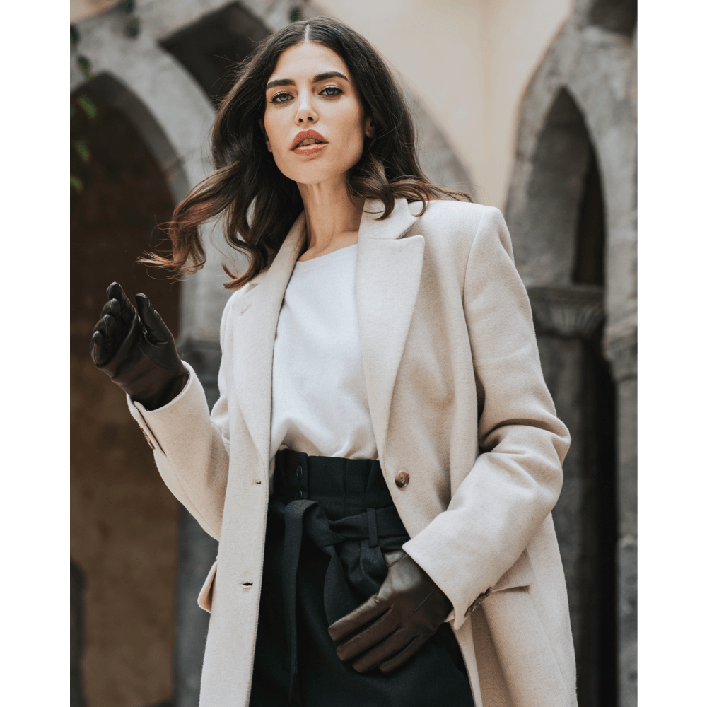 Francesca (brown) - Italian lambskin leather gloves with white rabbit fur lining  - Leather Gloves Online - Luxury Leather Gloves - 8