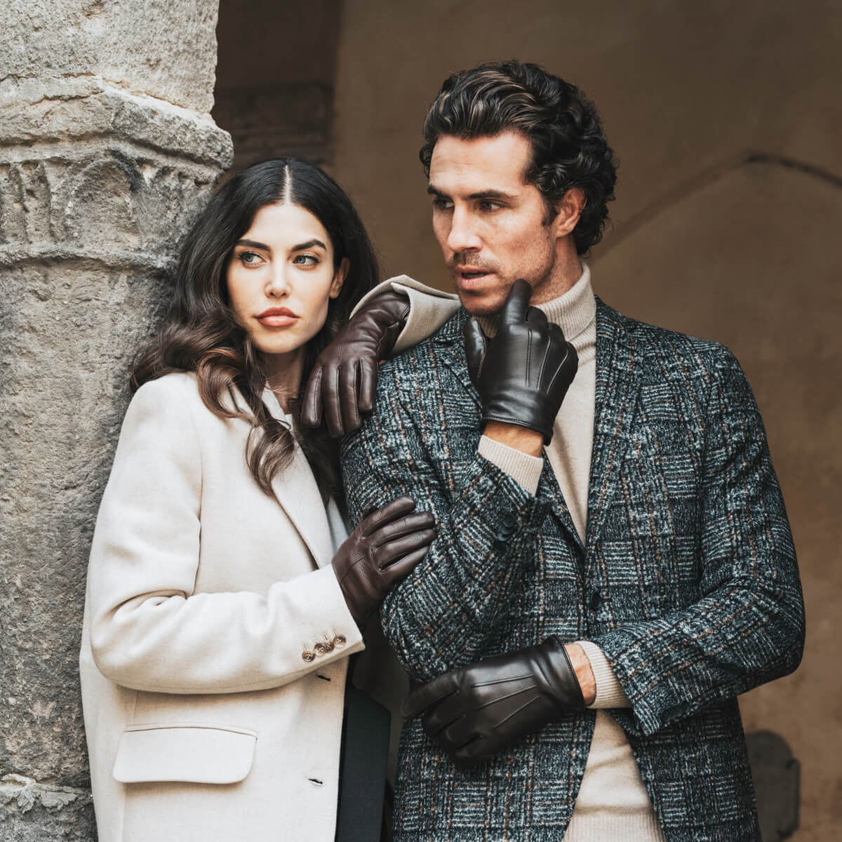 Francesca (brown) - Italian lambskin leather gloves with brown rabbit fur lining - Leather Gloves Online - Luxury Leather Gloves - 9
