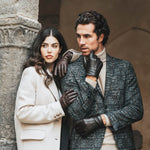 Francesca (brown) - Italian lambskin leather gloves with white rabbit fur lining  - Leather Gloves Online - Luxury Leather Gloves - 9