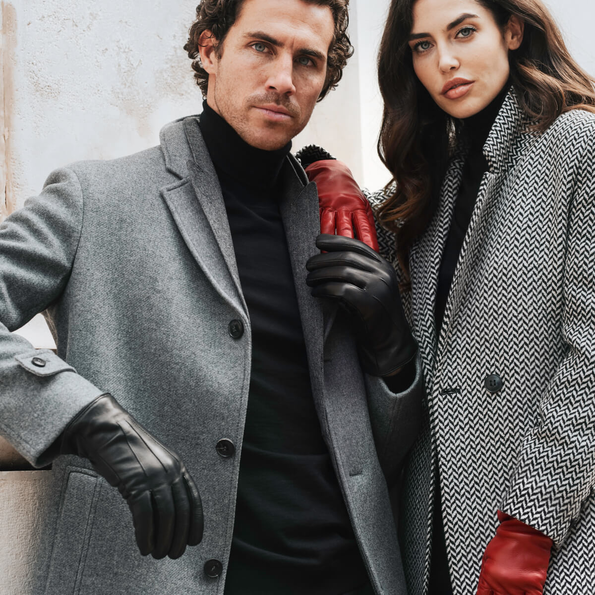 Marco (black) - Italian lambskin leather gloves with white rabbit fur lining - Leather Gloves Online - Luxury Leather Gloves - 11