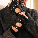 Vincenzo (black) - fingerless Italian driving gloves made of American deerskin leather - Leather Gloves Online - Luxury Leather Gloves - 3
