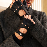Vincenzo (black) - fingerless Italian driving gloves made of American deerskin leather - Leather Gloves Online - Luxury Leather Gloves - 3