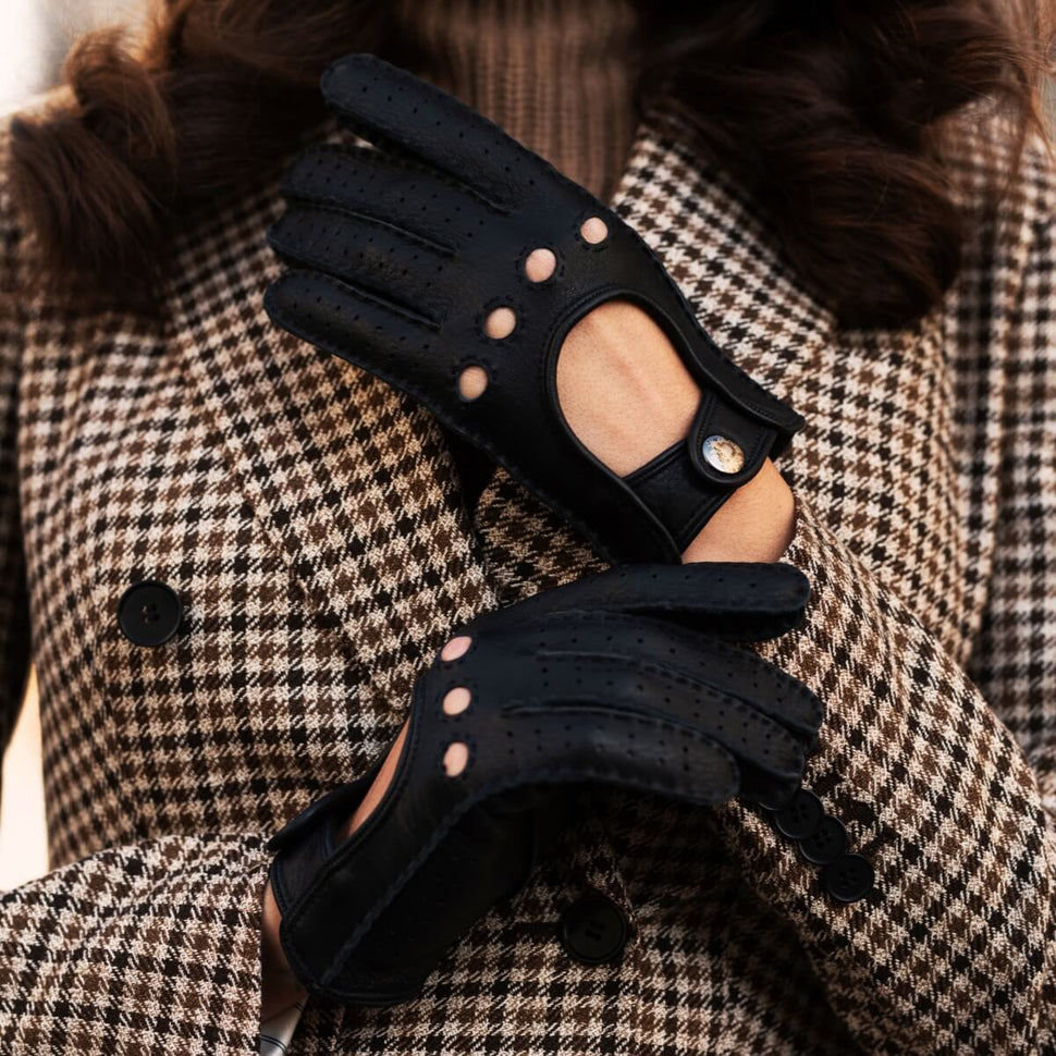 Black Driving Gloves Women - Deerskin - Handmade in Italy – Premium Leather Gloves – Leather Gloves Online® -  4