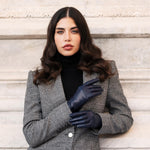 Isabella (navy) - Italian lambskin leather gloves with cashmere lining - Leather Gloves Online - Luxury Leather Gloves - 4