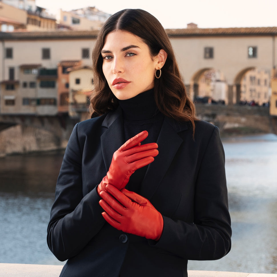 Touchscreen Red Leather Gloves Women - Handmade in Italy – Premium Leather Gloves – Leather Gloves Online® -  6