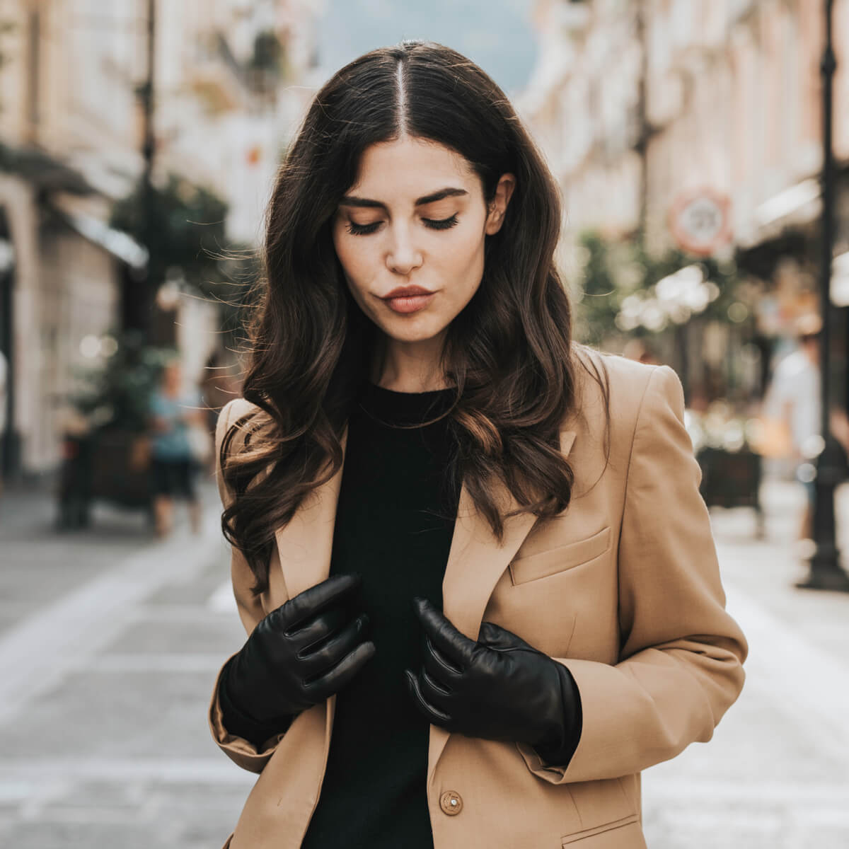 Isabella (black) - Italian lambskin leather gloves with cashmere lining - Leather Gloves Online - Luxury Leather Gloves - 8