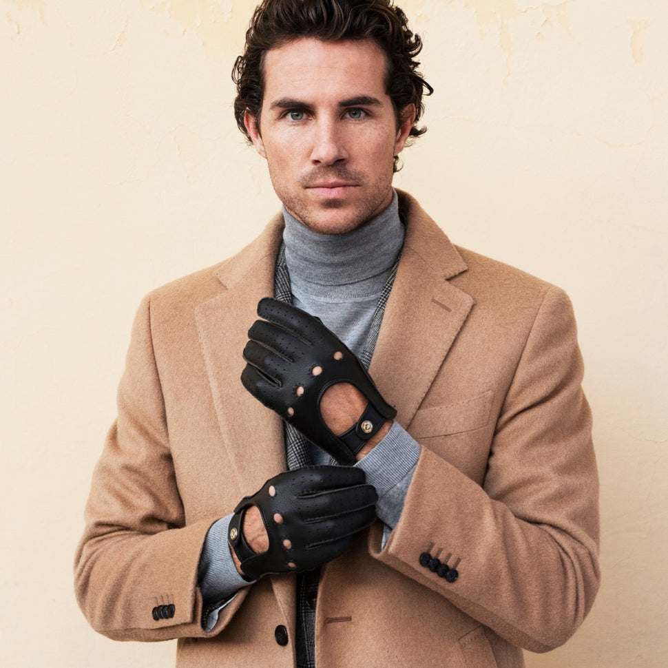 Men's Driving Gloves Deerskin Dark Brown Leonardo – Premium Leather Gloves – Leather Gloves Online® - 7