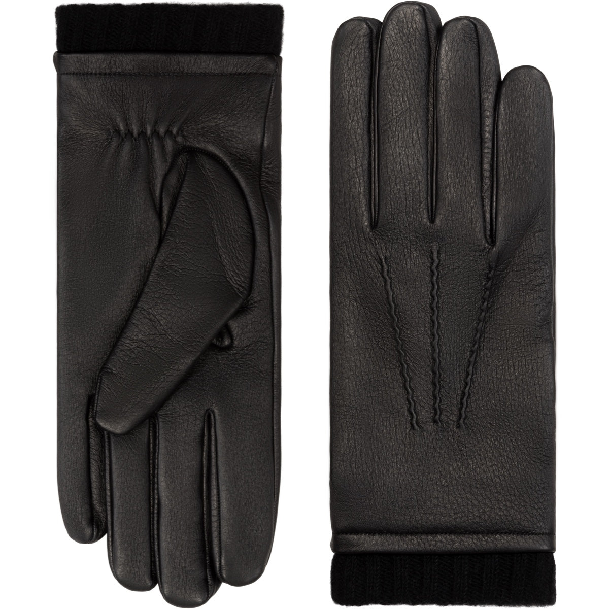 Deerskin Leather Gloves Men Black - Handmade in Italy XXXL - 12½/13