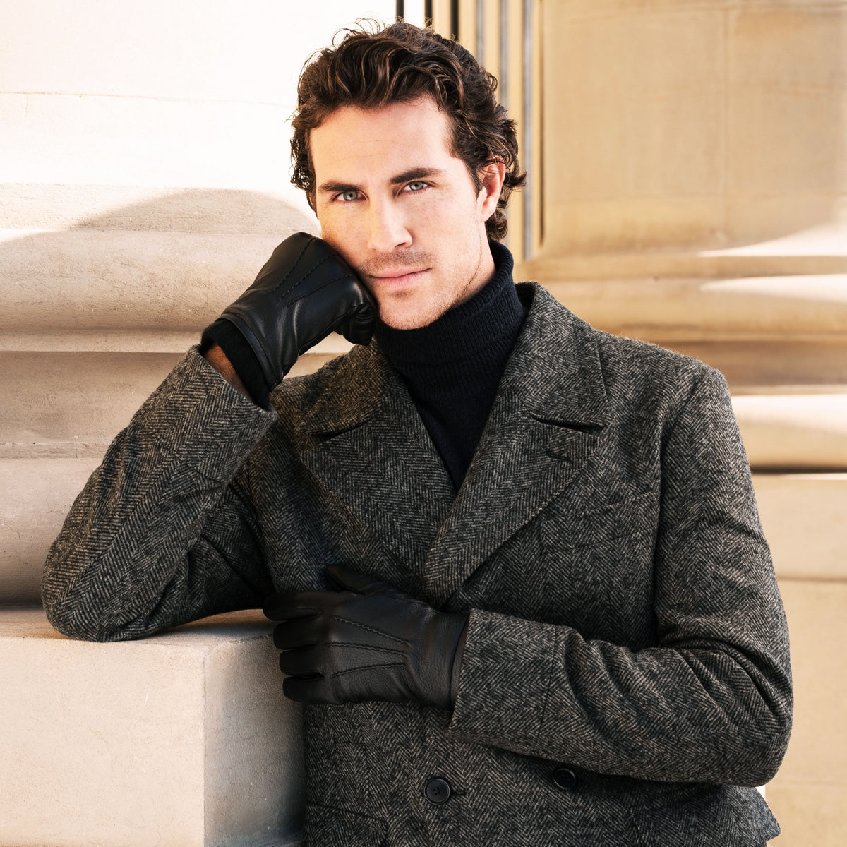 Lorenzo (black) - Italian gloves made of American deerskin leather with cashmere lining - Leather Gloves Online - Luxury Leather Gloves - 8