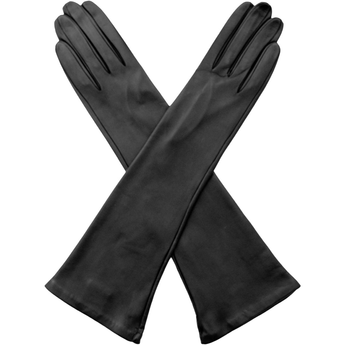 Long Leather Opera Gloves Unlined Black 12 button Leather Gloves