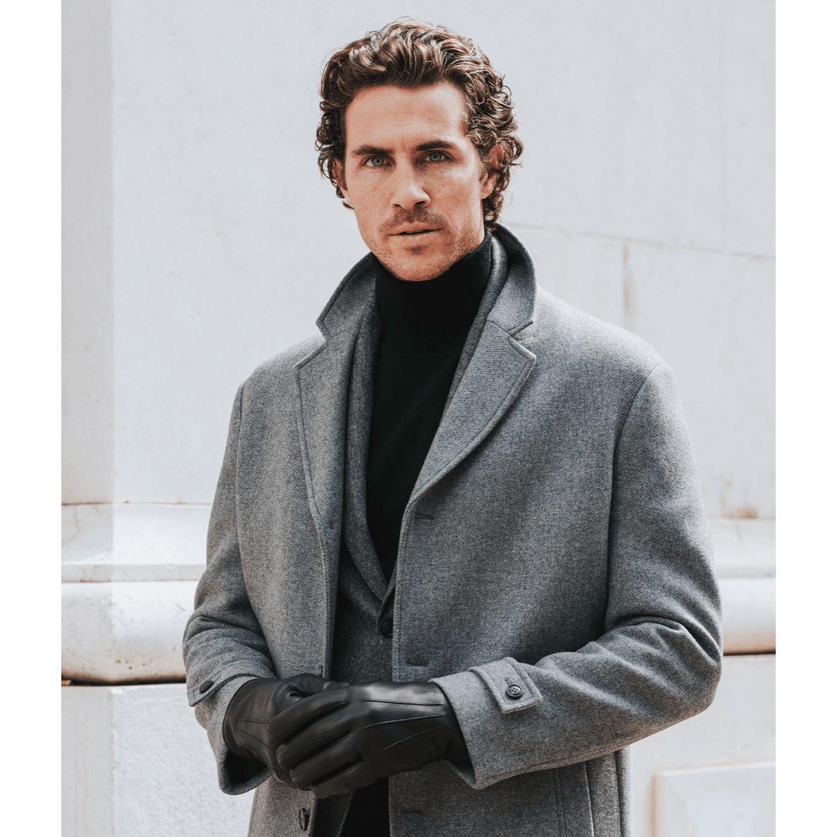 Marco (black) - Italian lambskin leather gloves with white rabbit fur lining - Leather Gloves Online - Luxury Leather Gloves - 10