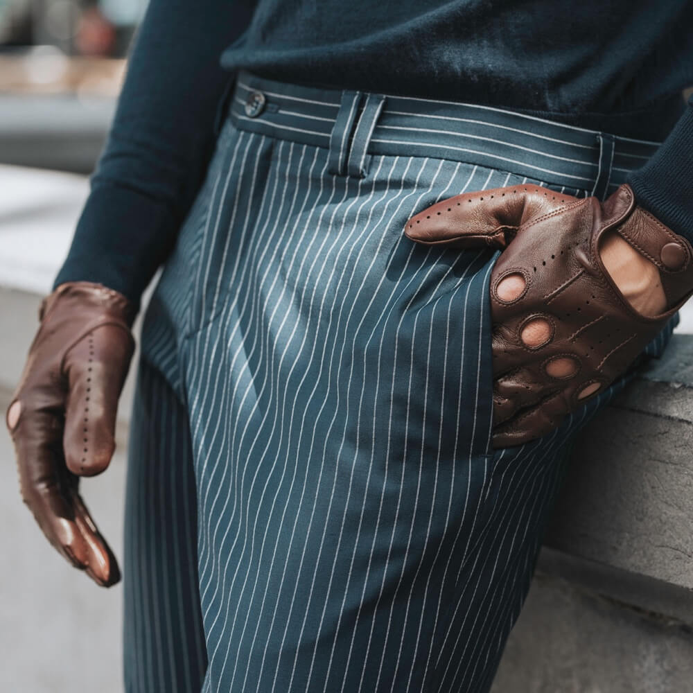 Mario (brown) - Italian lambskin leather driving gloves - Leather Gloves Online - Luxury Leather Gloves - 6