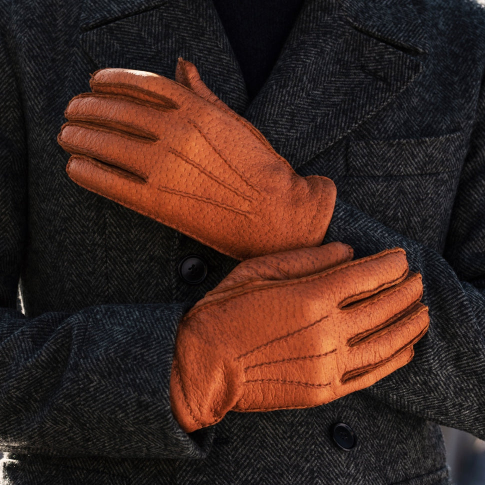 Peccary Leather Gloves Brown - 100% Cashmere -Handmade in Italy – Premium Leather Gloves – Leather Gloves Online® -  7