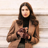 Rossana (cordovan) - Italian fingerless lambskin leather driving gloves - Leather Gloves Online - Luxury Leather Gloves - 2