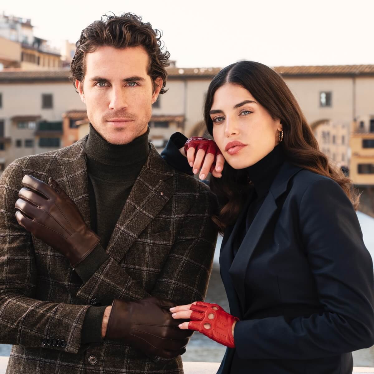 Rossana (red) - Italian fingerless lambskin leather driving gloves - Leather Gloves Online - Luxury Leather Gloves - 9