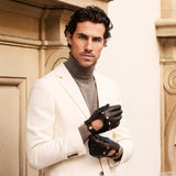 Umberto (brown) - Italian lambskin leather driving gloves & touchscreen feature - Leather Gloves Online - Luxury Leather Gloves - 2