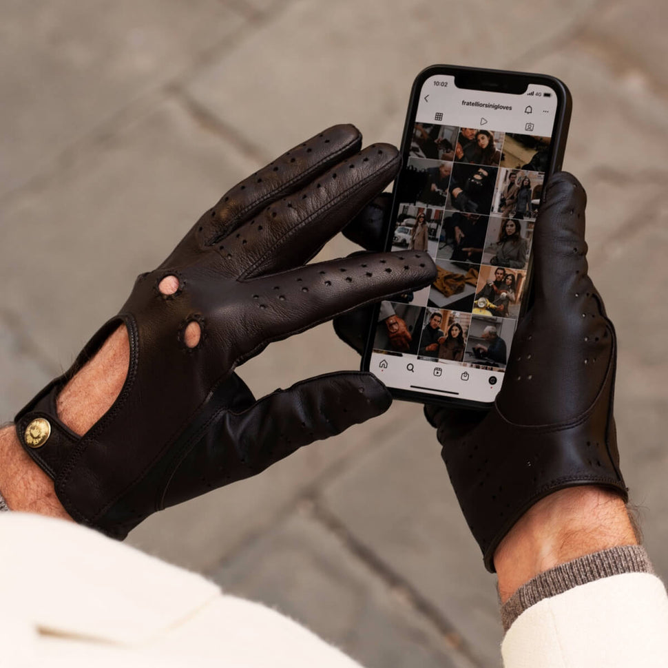 Brown Driving Gloves - Touchscreen  - Handmade in Italy – Premium Leather Gloves – Leather Gloves Online® -  3
