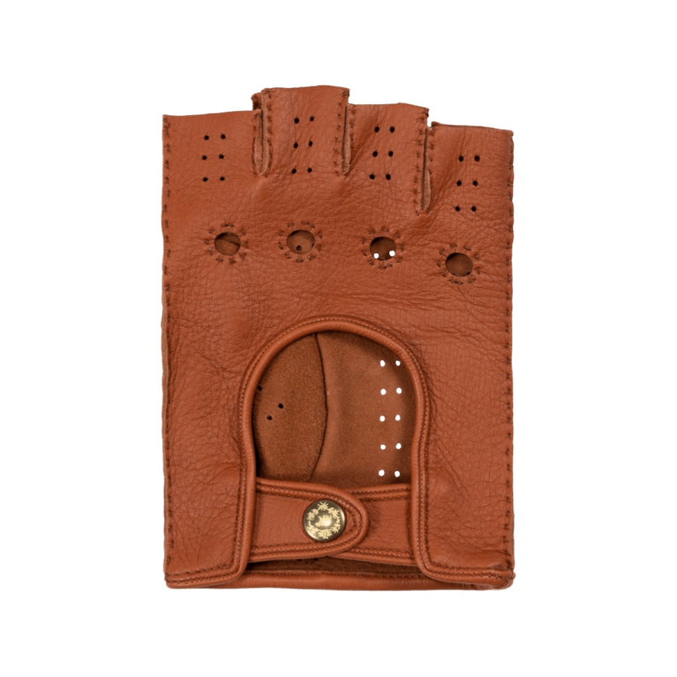 Fingerless Driving Gloves Men Brown  - Deerskin  - Handmade in Italy – Premium Leather Gloves – Leather Gloves Online® -  2