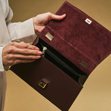 Federica (eggplant) - Italian calf leather women's crossbody bag (with shoulder strap)