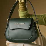 Ottavia (green) - Italian calf leather women's crossbody bag (with shoulder strap)