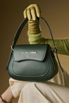Ottavia (green) - Italian calf leather women's crossbody bag (with shoulder strap)