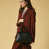 Zita (black) - Italian calf leather women's handbag (with shoulder strap)