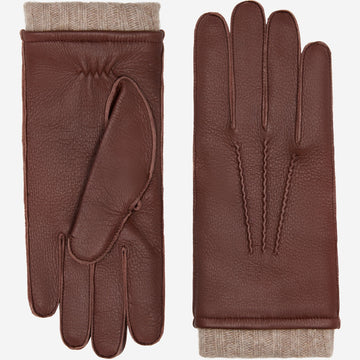 Vittoria (brown) - Italian gloves made of American deerskin leather with cashmere lining - Leather Gloves Online - Luxury Leather Gloves - 1