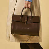 Oriana (brown) - Italian calf leather women's handbag (with shoulder strap)