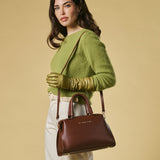 Zita (brown) - Italian calf leather women's handbag (with shoulder strap)